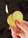 Creative and Fun Bitcoin Butane Gas Lighter Open Flame Lighter Virtual Coin Pendant Mini Portable Lighter Smoking Men's Gift