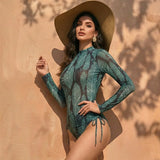 Women's Two Piece Swimwear Long Sleeve Mesh Swimsuit UPF 50+ 2026 New Smart Swimsuit SPF High Elasticity Padded Beachwear