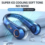 New Summer Portable Mini Hanging Neck Fan Bladeless Neckband Fan Digital Display Power Air Cooler USB Rechargeable Electric Fans