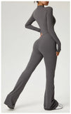 TRY TO BN Women's Fitness Jumpsuit Long Sleeve Zipper High Strength Yoga Bodysuit For Gym Workout Sportswear One Piece Clothing