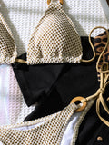 Halter Rings Fishnet Bikinis 2025 Brazilian Bikini Female Swimsuit Women Swimwear Two-pieces Bikini Set Bather Bathing Suit Swim