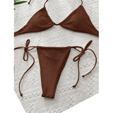 Sexy 11 Color Halter Mini Micro Thong Bikini Female Swimsuit Women Swimwear Two-Pieces Bikini Set Bather Bathing Suit Swim V4064