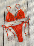 Miyouj Triangle Swimwear Sexy Swimsuits Solid Bikini String Bathsuit Women's Two Piece Suit Push Up Swimsuit High Cut Bikini Set