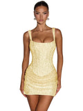 Hdsmfos Square Neck Sparkly Homecoming Dresses Short Mini Bodice Sequin Prom Evening Cocktai Party Gown