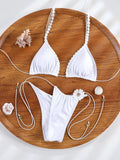 ZRTAK Sexy 3D Floral Bikini Set Lace Bordered Triangle Swimwear Women 2026 Bikinis Swimsuit Micro Thong Bandage Bathing Suits