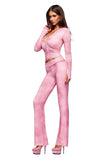 Iamgia New Front Shoulder Slim Fit Letter Printed Open Line Design Slim Fit Hooded Zipper Short Jacket Pants Set