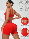 Sexy With V-shaped Exposed Waist Women's Summer Jumpsuits Fitness Daily Wear Casual Yoga Workout Jumpsuits