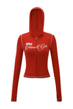 new shoulder letter printed open thread design slim fit hooded zipper short jacket shorts set