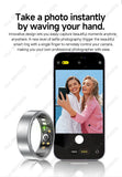 Smart Ring Women Men Heart Rate Blood Oxygen Sleep Health Monitor Camera Control IP68 Waterproof Fashion Sport Ring Holiday Gift