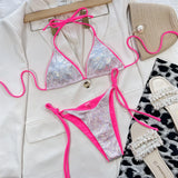 Shiny Sequin Brazilian Cheeky Bikini Women Swimwear Female Swimsuit Two-Pieces Bikini Set Bather Bathing Suit Swim Lady V3861