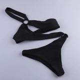 2024 new women one piece swimsuit sexy backless Swimwear female circular ring  Bathing Suits Beachwear Monokini solid Bodysuit