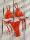 Miyouj Triangle Swimwear Sexy Swimsuits Solid Bikini String Bathsuit Women's Two Piece Suit Push Up Swimsuit High Cut Bikini Set