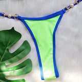 Sexy Halter Pearl Extreme Mini Micro Bikini Female Swimsuit Women Swimwear Two-pieces Bikini set Ribbed Bather Bathing Suit Swim