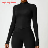 New Running Elasticity Yoga Jacket Zipper Slimming Top Coat Women's Sports Jacket Gym Workout Sports Long Sleeves Women Tights