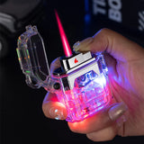 New Creative Transparent Body LED Colored Light Lighter Windproof Waterproof Cool Flashlight Jet Lighter Smoking Accessories