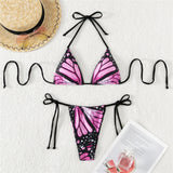 S - XL Sexy Two-Pieces Bikini Set Bather Bathing Suit Swim Printed Halter Padded Bikini Female Swimsuit Women Swimwear V4910