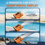 3-in1 Waist Fan, Portable Fan, Handheld Fan, Neck Fan, Mini Fan, Desktop Fan, Can Be Used as an Emergency Power Bank, 5000mAh 10H Long Lasting, 100 Speed Adjustable, LED Flashlight & SOS Light, Flashlight, Type-C Recharg
