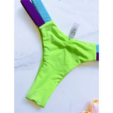 Bather Bathing Suit Swim Splicing Halter High Cut Brazilian Bikini Women Swimwear Female Swimsuit Two-Pieces Bikini Set V6067