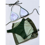 3 PCS With Skirt Splicing Halter Bikini Female Swimsuit Women Swimwear Three-Pieces Bikini Set Bather Bathing Suit Swim V4555
