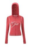 gia slim fit letter printed open thread design hooded zipper short jacket pants set