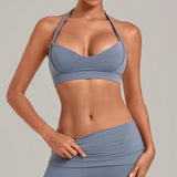 Halter Yoga Bra Women's Backless Sports Fitness Underwear Breathable Runnings Push Up Crop Top Female Yoga Workout Underwear