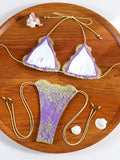 ZRTAK Sexy Lace Bordered Bikini Micro Thongs Bathing Suit Swimsuit Women Biquini Bandage Beachwear Swimwear 2 Piece Bikini Sets
