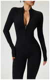 TRY TO BN Women's Fitness Jumpsuit Long Sleeve Zipper High Strength Yoga Bodysuit For Gym Workout Sportswear One Piece Clothing