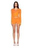 new shoulder letter printed open thread design slim fit hooded zipper short jacket shorts set