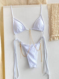 Sexy Bikinis Micro Thongs Swimsuit Women Bathing Suit Rings Biquini Bandage Beachwear Print Swimwear Sexy Bikini Sets With Chain