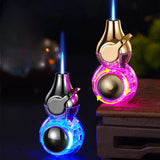 Ransparent Electric Butane Gas Lighter Windproof Straight Torch Lighter Colorful Lights Blue Flame Cool New Gift Hot Sales