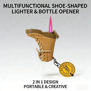 Stylish Leather Boot Craft Torch Lighter Classic Open Windproof Flame Integrated Bottle Opener Unique Novelty Men Smoking Gadget