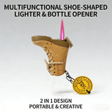 Stylish Leather Boot Craft Torch Lighter Classic Open Windproof Flame Integrated Bottle Opener Unique Novelty Men Smoking Gadget