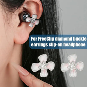 New Elegant Flower Shaped Headphone Rhinestones Buckles Clip On Attachment For FreeClip 1 2 Zircons Embellishment