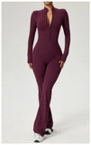TRY TO BN Women's Fitness Jumpsuit Long Sleeve Zipper High Strength Yoga Bodysuit For Gym Workout Sportswear One Piece Clothing
