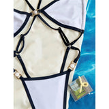 S - XL Extreme String Mini Micro Thong One Piece Swimsuit Women Swimwear Female Splicing Leopard Bather Bathing Suit Swim V7066