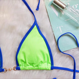Sexy Halter Pearl Extreme Mini Micro Bikini Female Swimsuit Women Swimwear Two-pieces Bikini set Ribbed Bather Bathing Suit Swim