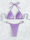 S - XL Sexy Mini Micro Thong Leopard Bikini Female Swimsuit  Women Swimwear Two-piece Bikini set Bather Bathing Suit Swim V5207P