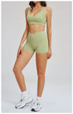 2PCS Yoga Shorts Set Women Tracksuits Gym Clothes Fitness Sports Suit Female Shockproof Bra High Waist Shorts Set Sportswear