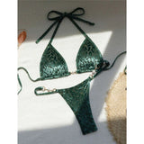 S - XL Sexy Mini Micro Thong Leopard Bikini Female Swimsuit  Women Swimwear Two-piece Bikini set Bather Bathing Suit Swim V5207P