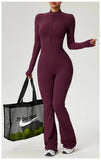 TRY TO BN Women's Fitness Jumpsuit Long Sleeve Zipper High Strength Yoga Bodysuit For Gym Workout Sportswear One Piece Clothing