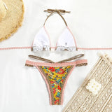 New Sexy Bikini Women Print  Bikini Set Halter Backless Swimsuit Swim Wear Biquini Dot biquini female Beachwear Sexy Bikini Set