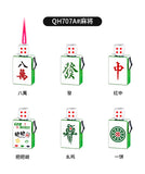Rotating Dice Mahjong Stereoscopic Design Windproof Red Flame Butane Gas Lighter Pull down Ignition Outdoor Fun Lighters
