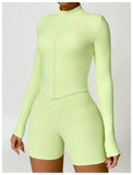 New Running Elasticity Yoga Jacket Zipper Slimming Top Coat Women's Sports Jacket Gym Workout Sports Long Sleeves Women Tights