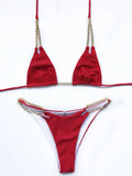 Sexy Halter Metal Chains Brazilian Bikini 2025 Women Swimsuit Female Swimwear Two Pieces Bikini Set Bathing Suit Swim Beach Wear