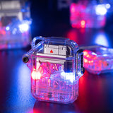 New Creative Transparent Body LED Colored Light Lighter Windproof Waterproof Cool Flashlight Jet Lighter Smoking Accessories