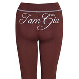 Iamgia New Front Shoulder Slim Fit Letter Printed Open Line Design Slim Fit Hooded Zipper Short Jacket Pants Set