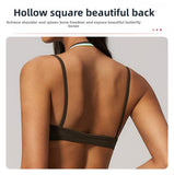 Women New Fake Two piece Yoga Bra Color Contrasting Back Sports Bra Gym Strap Hanging Neck Strap Fitness Bra Sports Bra Female