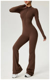 TRY TO BN Women's Fitness Jumpsuit Long Sleeve Zipper High Strength Yoga Bodysuit For Gym Workout Sportswear One Piece Clothing