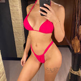 Sexy Wrinkled High Cut Thong Bikini Women Swimwear Female Swimsuit Two-Pieces Bikini Set Bather Bathing Suit Swim Lady V4010C
