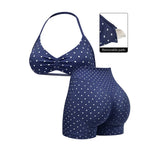 2PCS Seamless Dot Print Sports Bra Yoga Set VHigh Waist Biker Scrunch Shorts Outfit Workout Tracksuit For Women Active Wear XP36